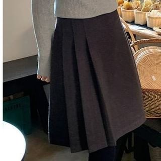 Pleated A-Line Skirt with High Waist