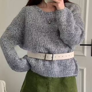 Melange Crew Neck Pullover Sweater