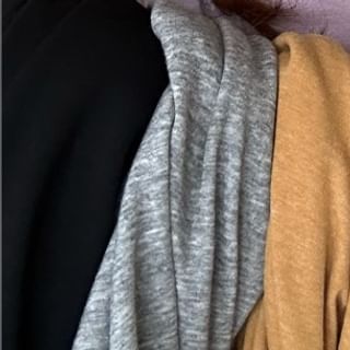 Crew Neck Tee with Lettuce Hem and Long Sleeves