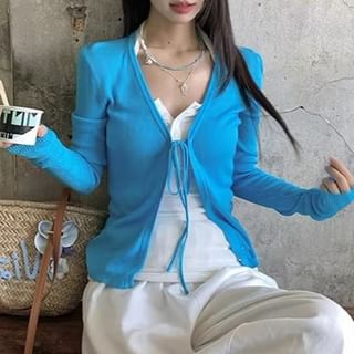 Plain Tie-Front Cardigan