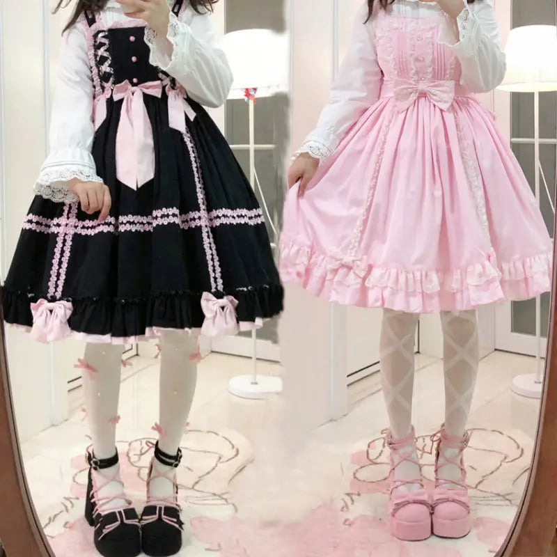 Kawaii Aesthetic Y2K Cute Fairy Lace Up Bowknot Lolita High Heels MK Kawaii Store