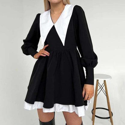 Elegant Beauty Black Collar Dress