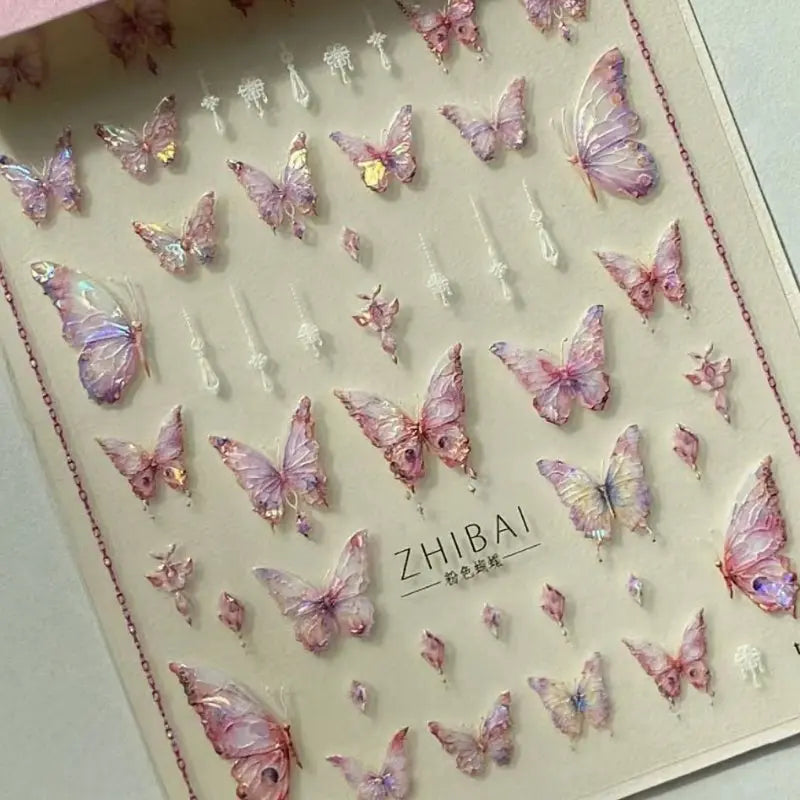 Kawaii Aesthetic Y2K Cute Fairy Liquid Hollow Butterfly Sticker Nail MK Kawaii Store