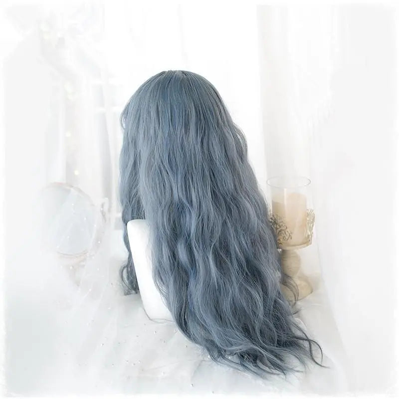 Lolita Blue Gray Wavy Long Curly Wig MK15443