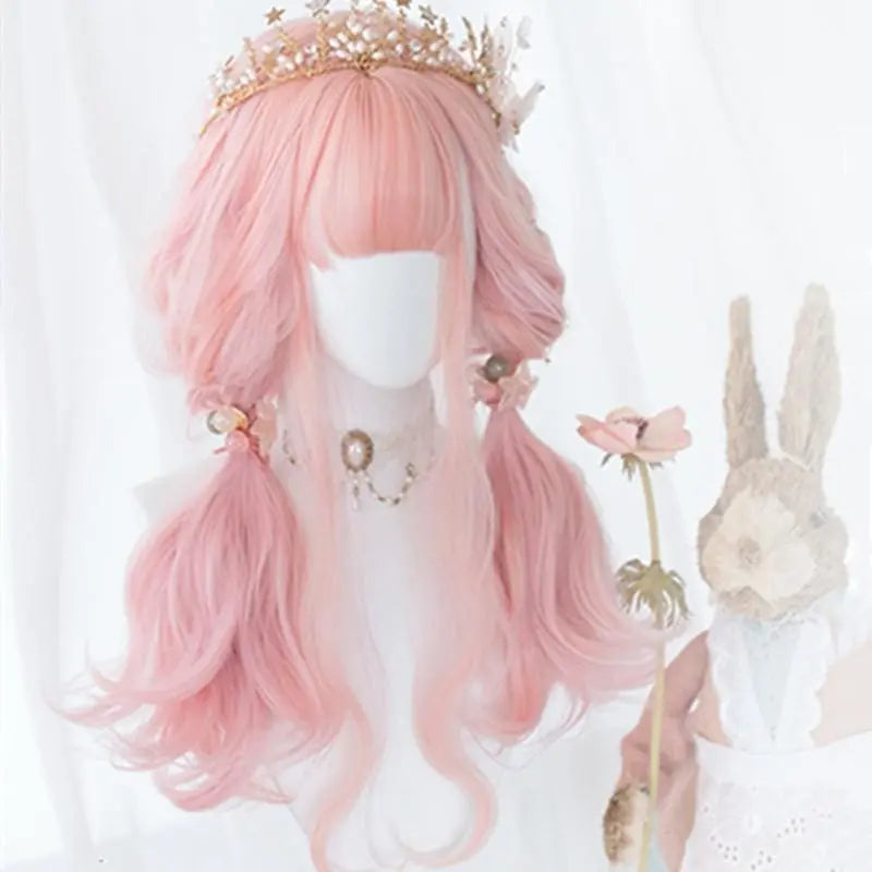 Lolita Cherry Pink Long Curly Wig MK15475
