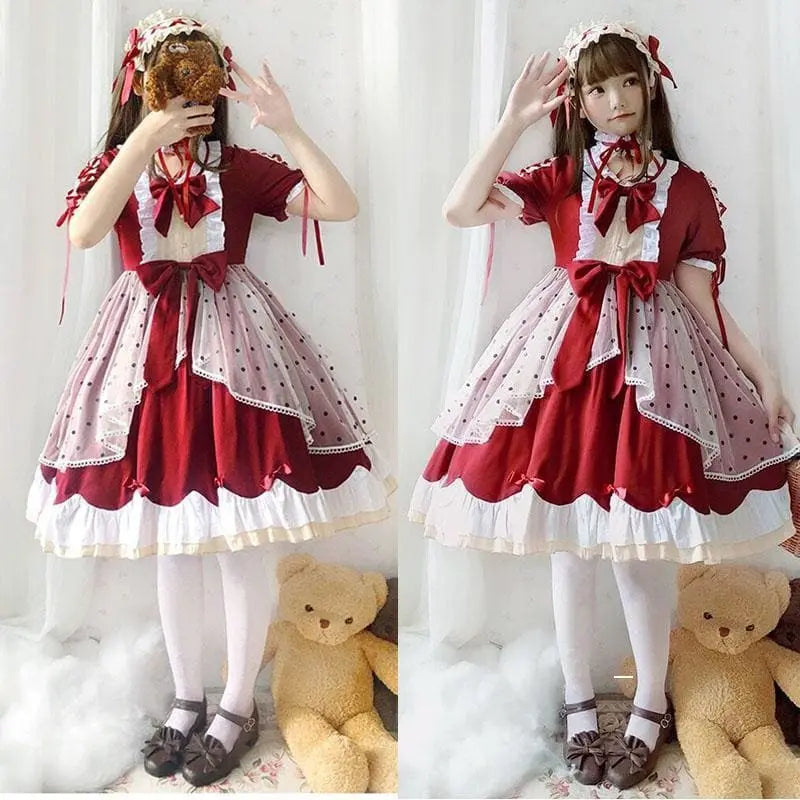 Lolita Cute Red Bow Princess Dress MM0885