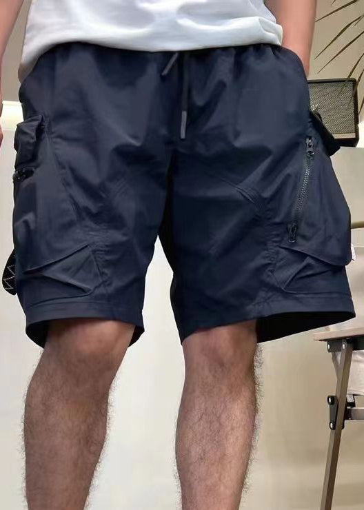 Loose Army Shorts Summer Mens Up Pockets Waist Elastic Green Cotton Zip