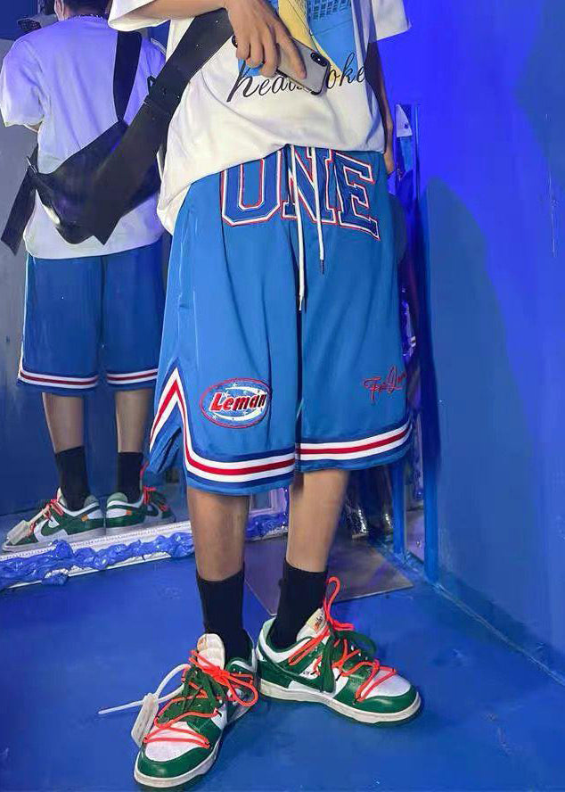 Waist Summer Blue Shorts Print Basketball Loose Elastic Men