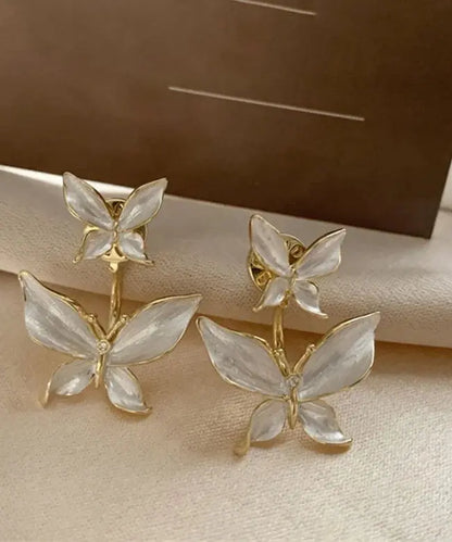 Kawaii Aesthetic Y2K Cute Fairy Loose White Copper Overgild Butterfly Stud Earrings MK Kawaii Store