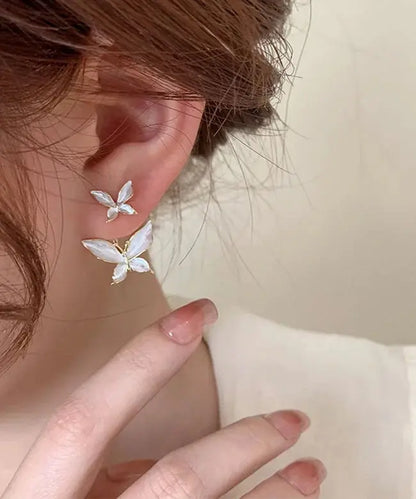 Kawaii Aesthetic Y2K Cute Fairy Loose White Copper Overgild Butterfly Stud Earrings MK Kawaii Store