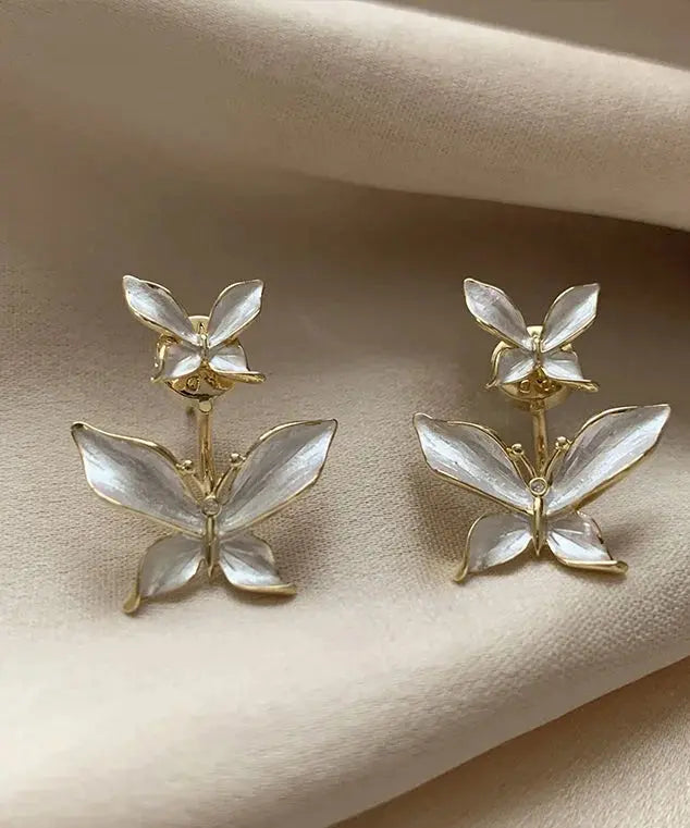 Kawaii Aesthetic Y2K Cute Fairy Loose White Copper Overgild Butterfly Stud Earrings MK Kawaii Store