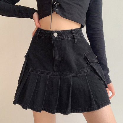 Black Campus Denim Skirt