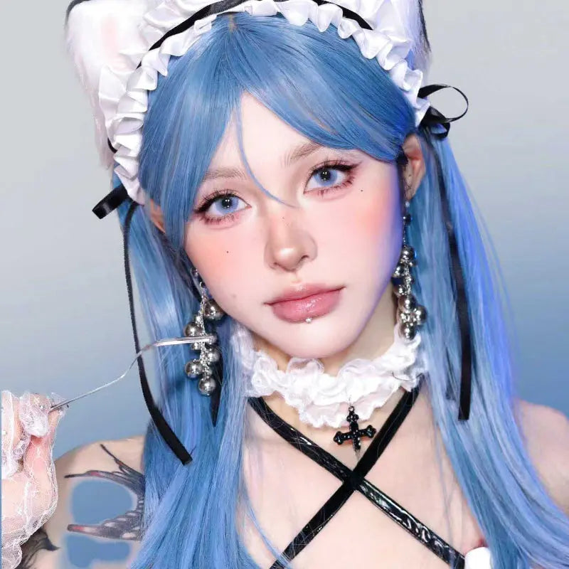 Kawaii Aesthetic Y2K Cute Fairy Michi Blue Streamer Cosplay Wig ON1511 spreepickyshop
