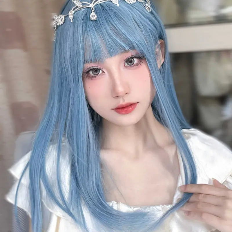 Kawaii Aesthetic Y2K Cute Fairy Michi Blue Streamer Cosplay Wig ON1511 spreepickyshop