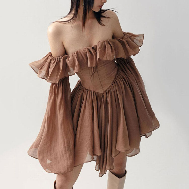 Elegant Brown Mini Dress