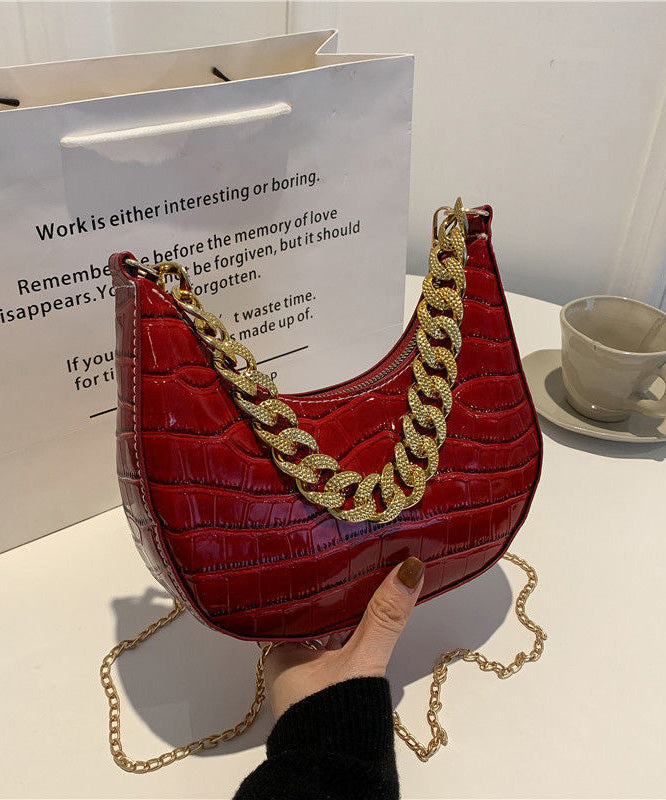 Bags Faux Chain Shoulder Modern Green Leather Linked