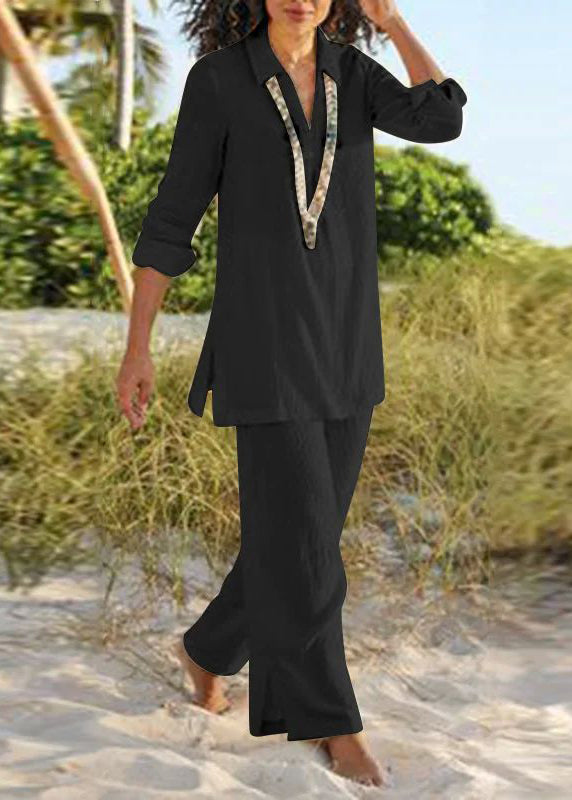 Pants Natural And Wide Khaki Shirt Collar Two Leg Pan Peter