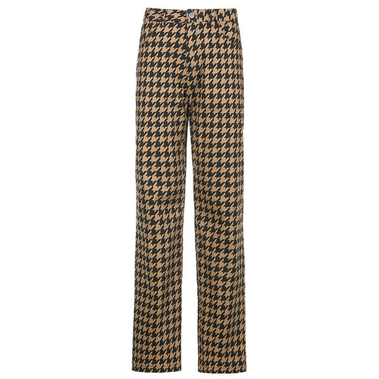 Vintage Plaid Casual Pants