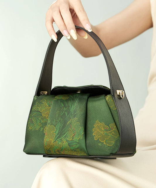 Embroidered Bag Silk Retro Green New Tote