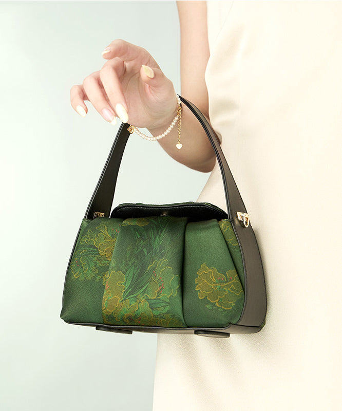 Embroidered Bag Silk Retro Green New Tote