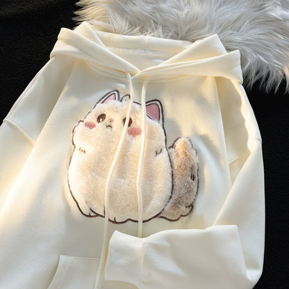 Kawaii Cat Embroidery Sweater Hooded