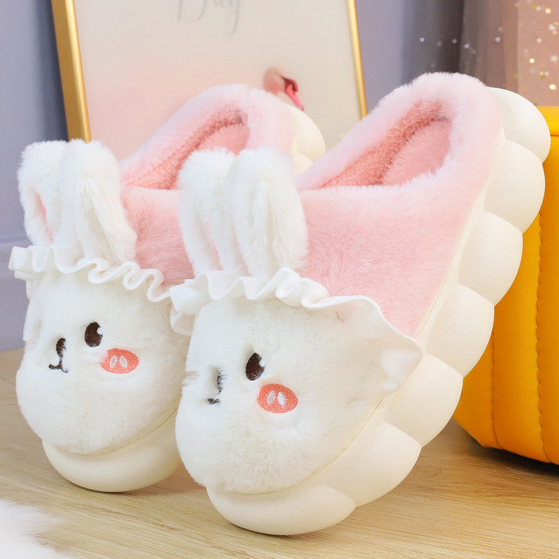 4 Colors Cute Fluffy Bunny Home Wear Slippers ON884