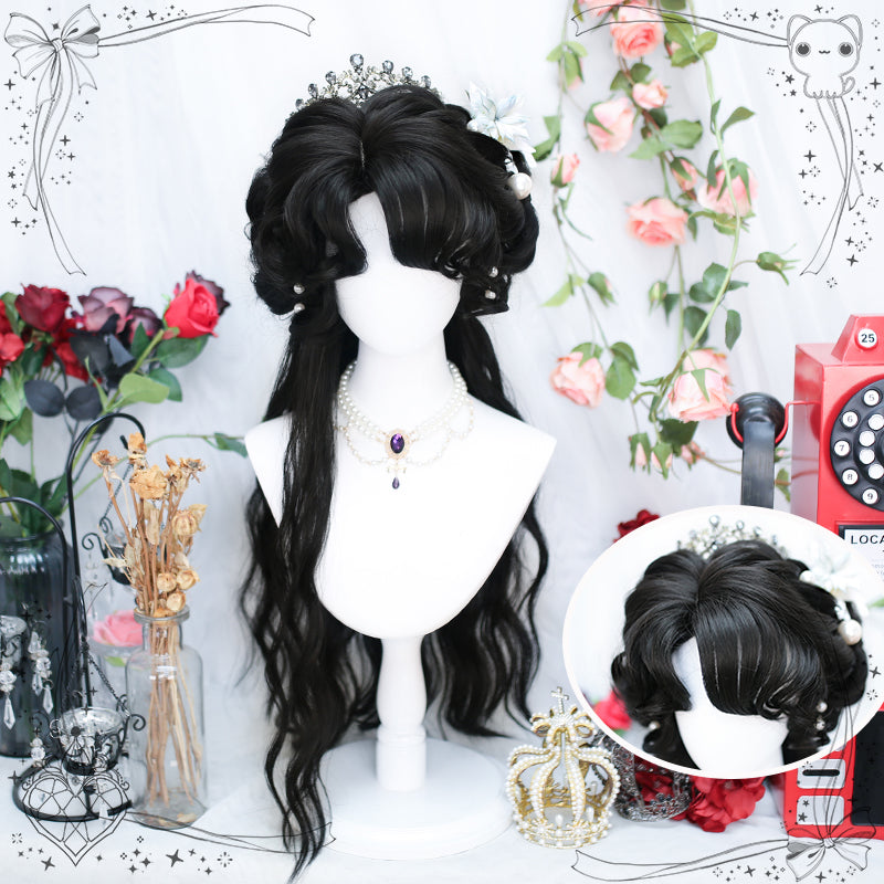 Princess Series Elf Queen Deep Black Lolita Wig ON991 MK Kawaii Store