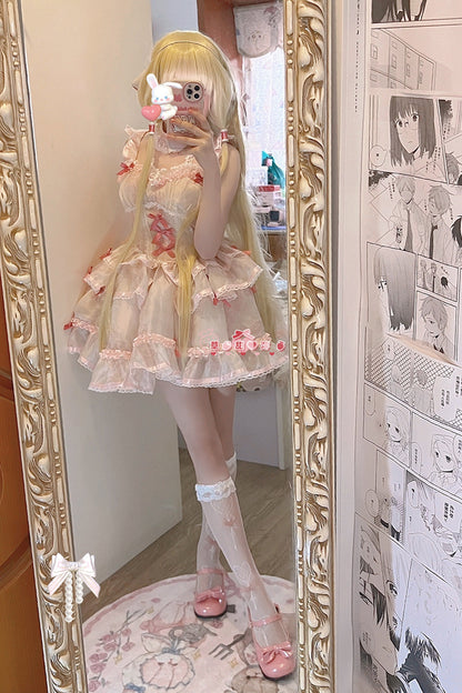 Chobits Swee White Pink Lovely Pastel Lolita Dress ON824 ONI