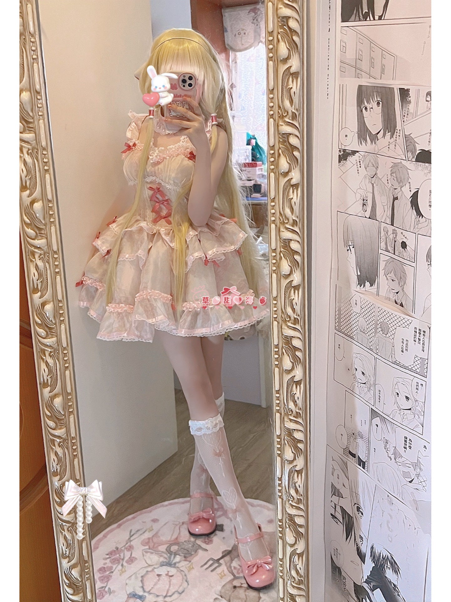 Chobits Swee White Pink Lovely Pastel Lolita Dress ON824