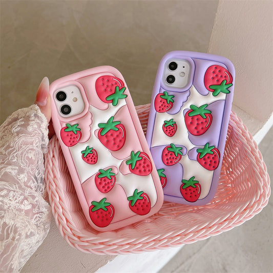 Pink Purple 3D Effect Strawberry Phone Case ON936