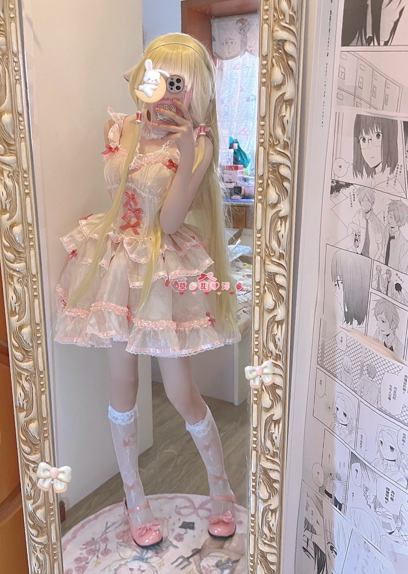 Chobits Swee White Pink Lovely Pastel Lolita Dress ON824 ONI