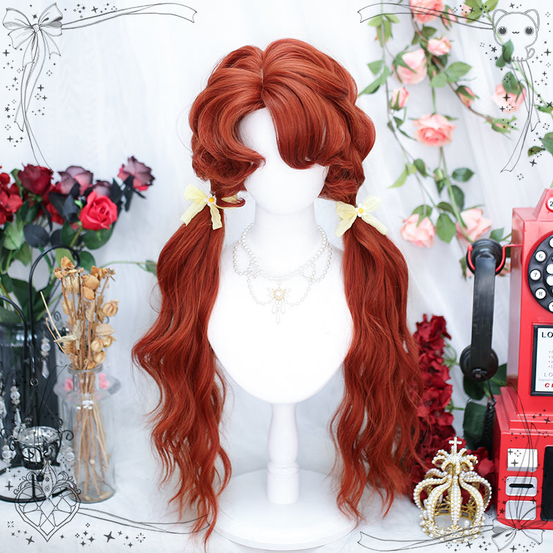 Princess Series Elf Queen Redish Orange Lolita Wig ON993 MK Kawaii Store