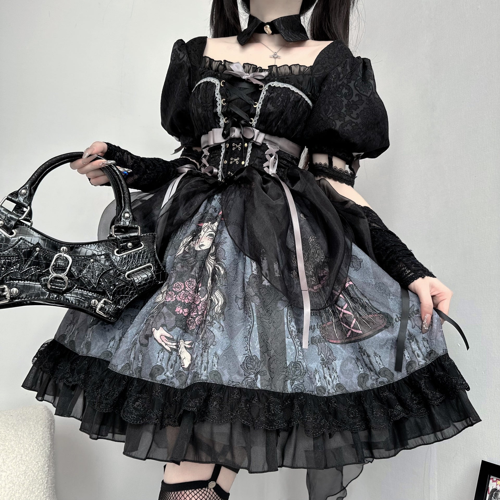 Deep In Roses Sweet Princess Dark Lolita Dress ON818 ONI