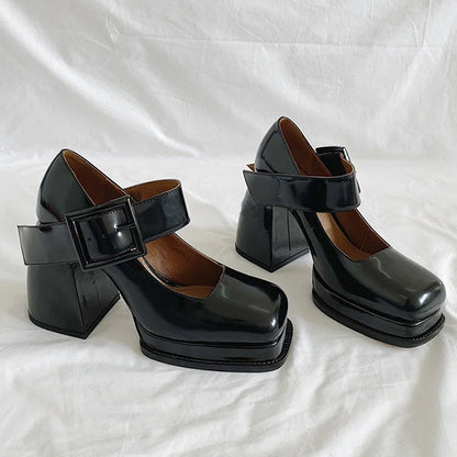 Black Square Mary Jane Heels