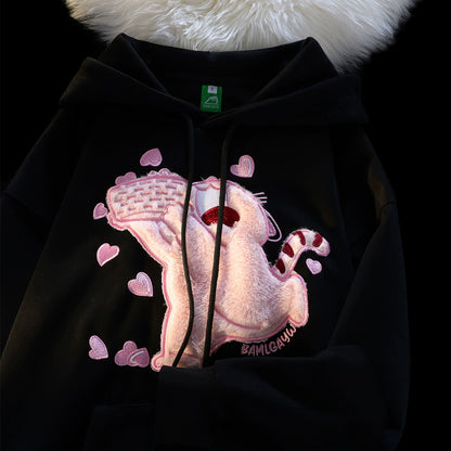 Kawaii Cat Embroidery Sweater Hooded