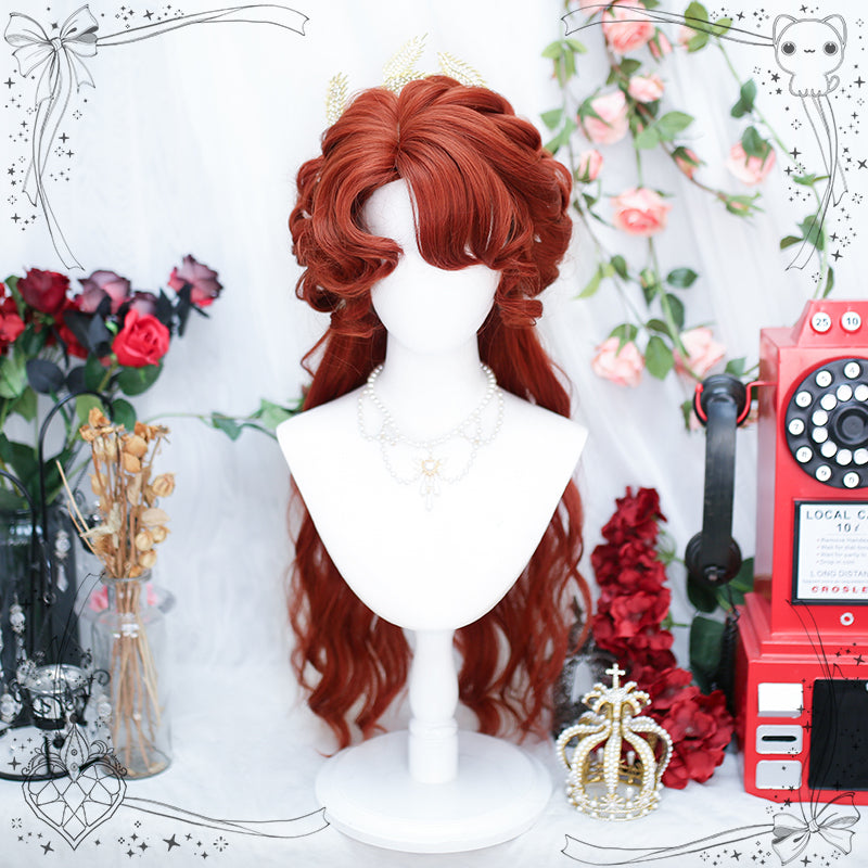 Princess Series Elf Queen Redish Orange Lolita Wig ON993 MK Kawaii Store