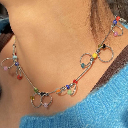 Colorful Beaded Chain Choker