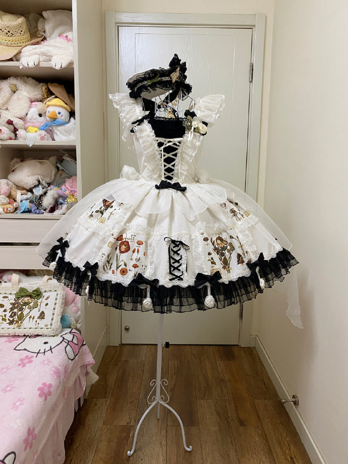 Perfect White Black Flowers Lovely Lolita Dress ON816 ONI