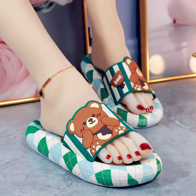 Green Blue Red Lovely Bear Sandals ON888 MK Kawaii Store