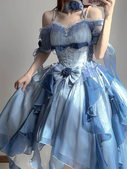 Kawaii Sea Blue Jellyfish Lovely Lolita Dress ON821