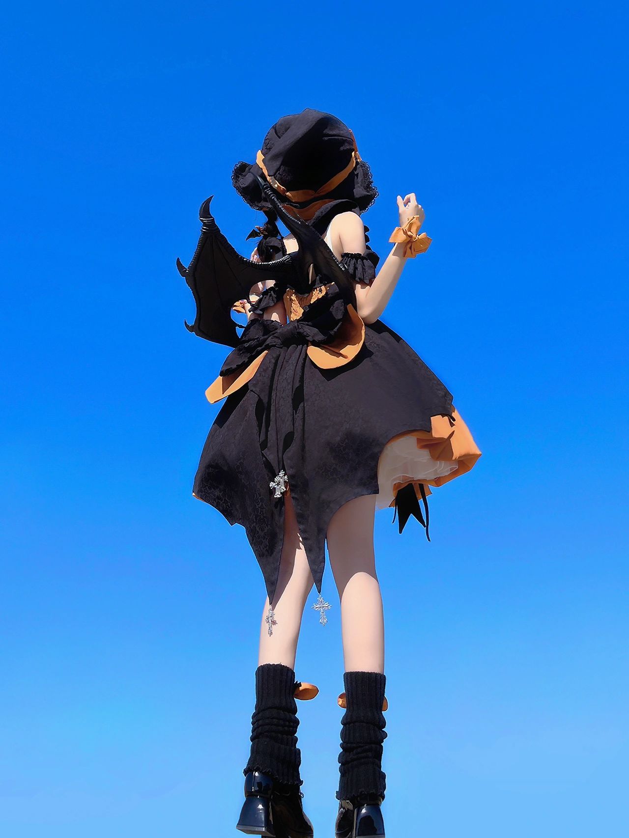Black Orange Halloween Witch Sweet Pumpkin Lolita Dress ON823 ONI