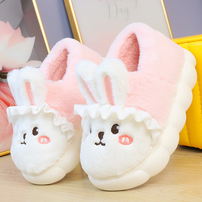 4 Colors Cute Fluffy Bunny Home Wear Slippers ON884