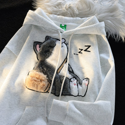 Kawaii Cat Embroidery Sweater Hooded