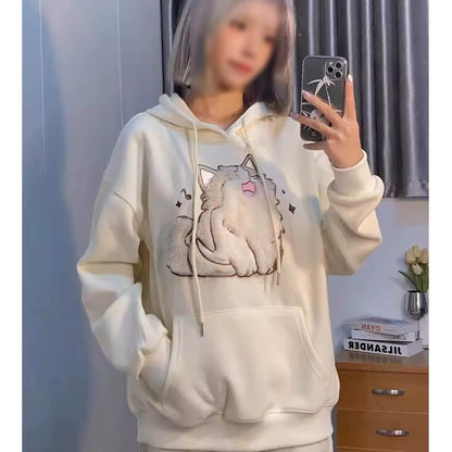 Kawaii Cat Embroidery Sweater Hooded