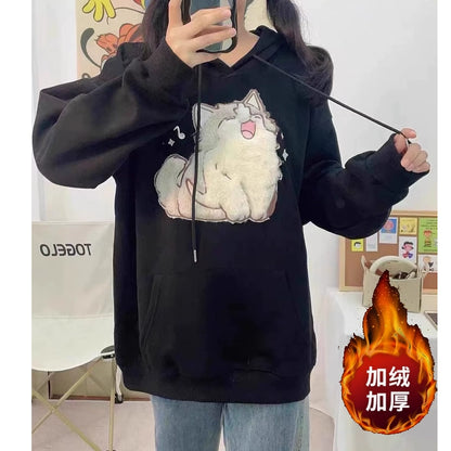 Kawaii Cat Embroidery Sweater Hooded