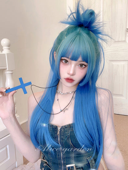 Casual Series Long Ocean Blue Gradient Wig ON981 MK Kawaii Store