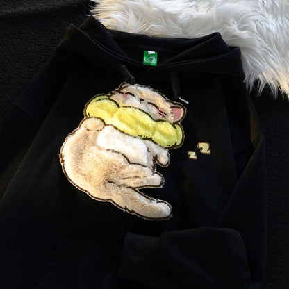 Kawaii Cat Embroidery Sweater Hooded