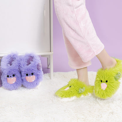 Purple Green Kawaii Monsters Slippers MK Kawaii Store