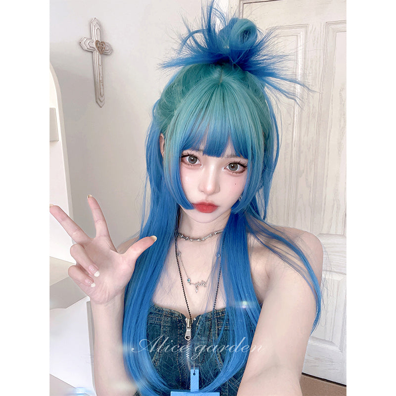 Casual Series Long Ocean Blue Gradient Wig ON981 MK Kawaii Store