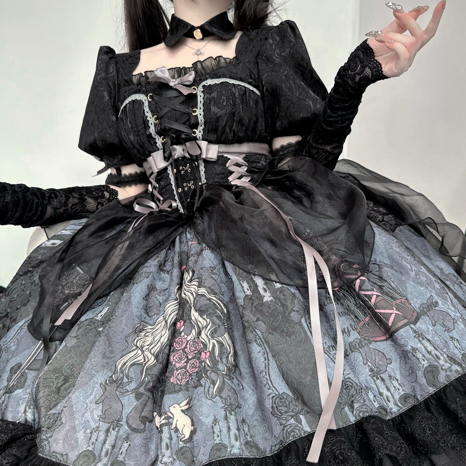 Deep In Roses Sweet Princess Dark Lolita Dress ON818 ONI